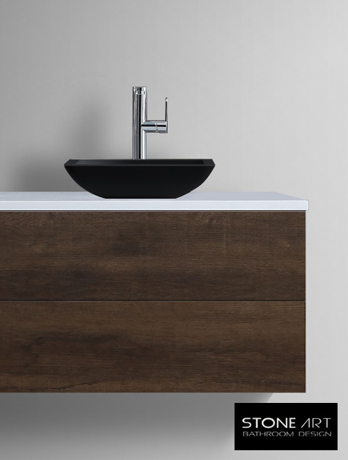 StoneArt Solid Surface Waskom LC115 Zwart (exclusief kraan)