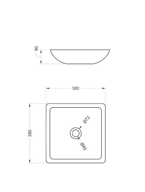 StoneArt Solid Surface Waskom LC115 Zwart (exclusief kraan)