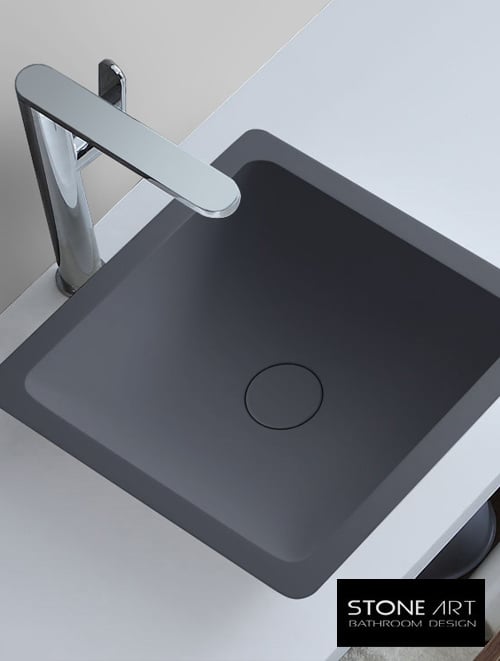 StoneArt Solid Surface Waskom LC115 Grijs (exclusief kraan)