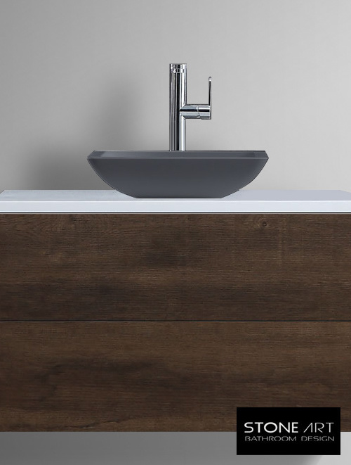 StoneArt Solid Surface Waskom LC115 Grijs (exclusief kraan)