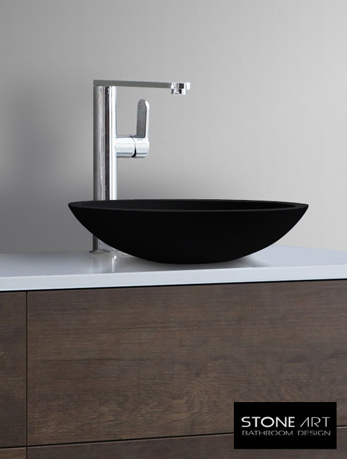 StoneArt Solid Surface Waskom LC116 Zwart (exclusief kraan)