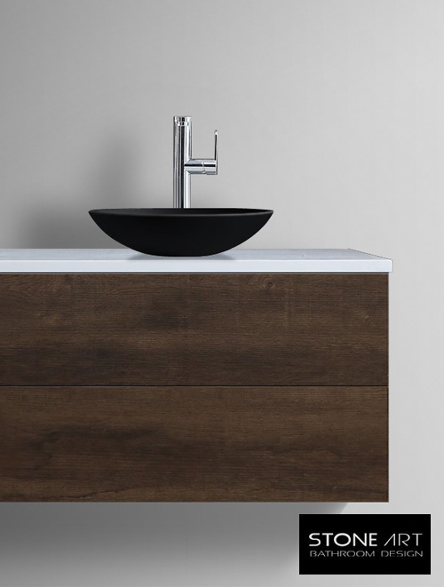 StoneArt Solid Surface Waskom LC116 Zwart (exclusief kraan)