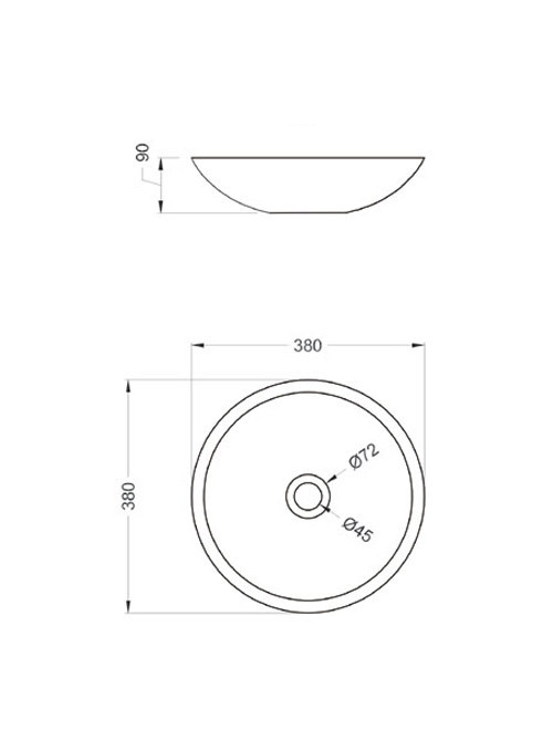 StoneArt Solid Surface Waskom LC116 Zwart (exclusief kraan)
