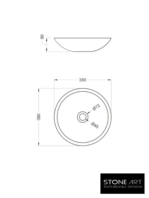StoneArt Solid Surface Waskom LC116 Grijs (exclusief kraan)