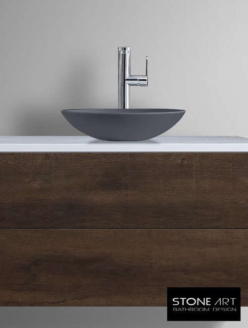 StoneArt Solid Surface Waskom LC116 Grijs (exclusief kraan)