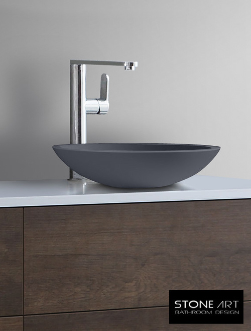 StoneArt Solid Surface Waskom LC116 Grijs (exclusief kraan)