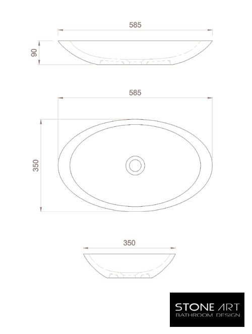 StoneArt Solid Surface Waskom LC117 Zwart (exclusief kraan)