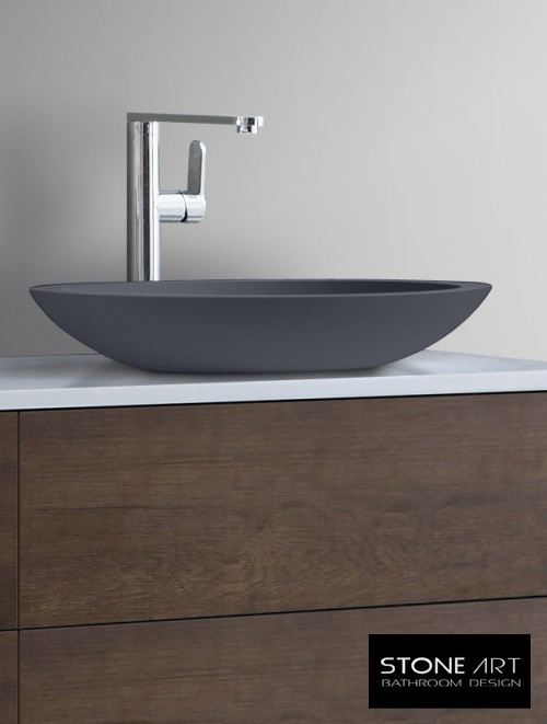 StoneArt Solid Surface Waskom LC117 Grijs (exclusief kraan)
