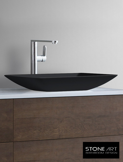 StoneArt Solid Surface Waskom LC118 Zwart (exclusief kraan)