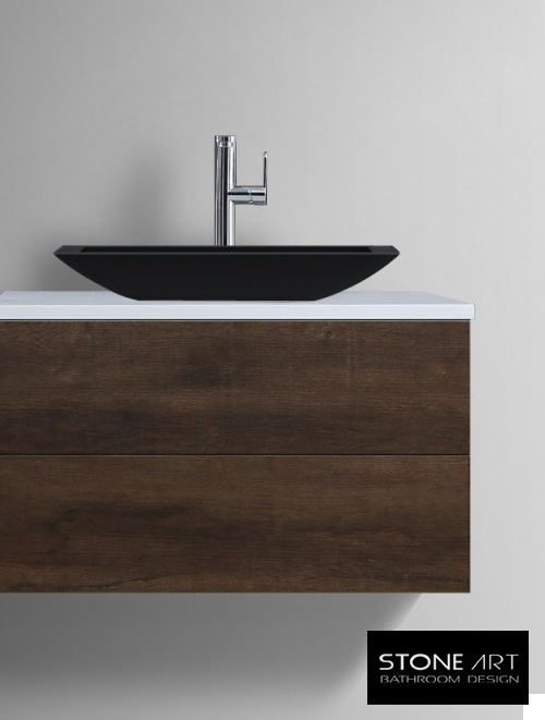 StoneArt Solid Surface Waskom LC118 Zwart (exclusief kraan)