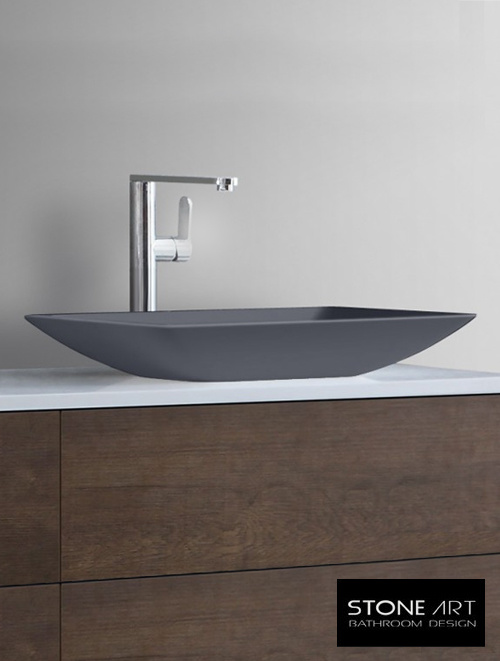 StoneArt Solid Surface Waskom LC118 Grijs (exclusief kraan)