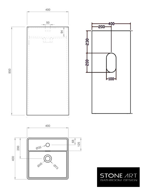 Staande wastafel StoneArt LZ512 Grijs (exclusief kraan)