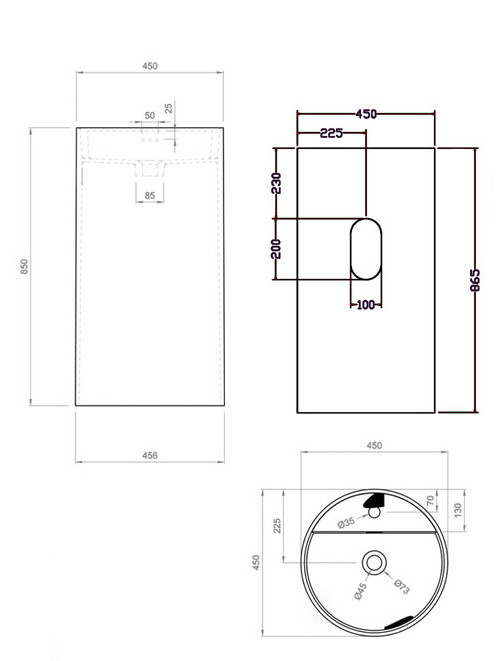 Staande wastafel StoneArt LZ513 Grijs (exclusief kraan)