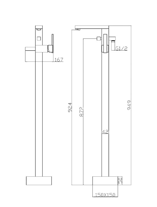 Vrijstaande badkraan Lecco 2 Chroom