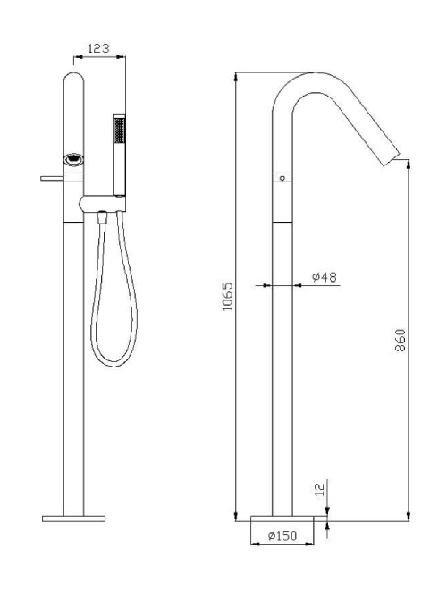 Vrijstaande badkraan Zwart Yaan Type II