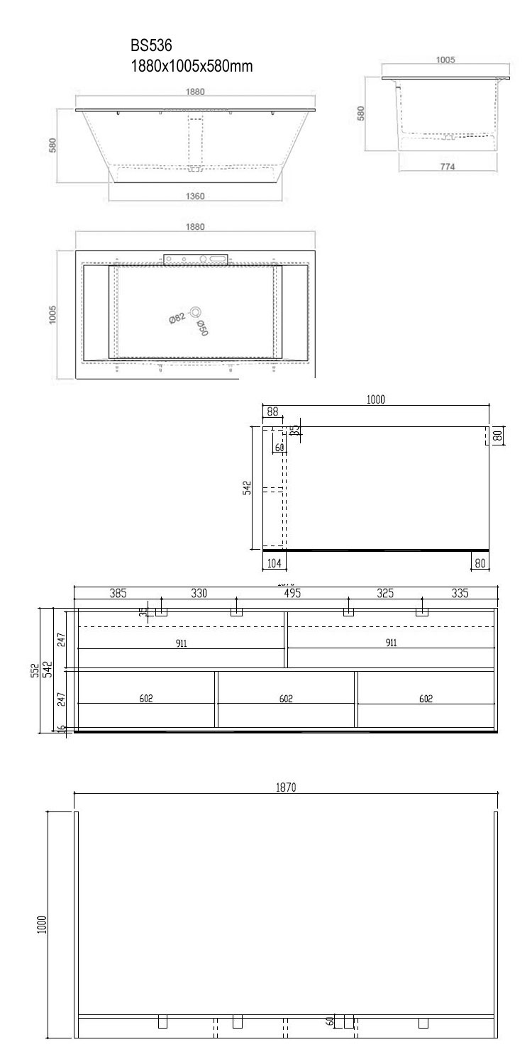 Vrijstaand Solid Surface bad BS-536