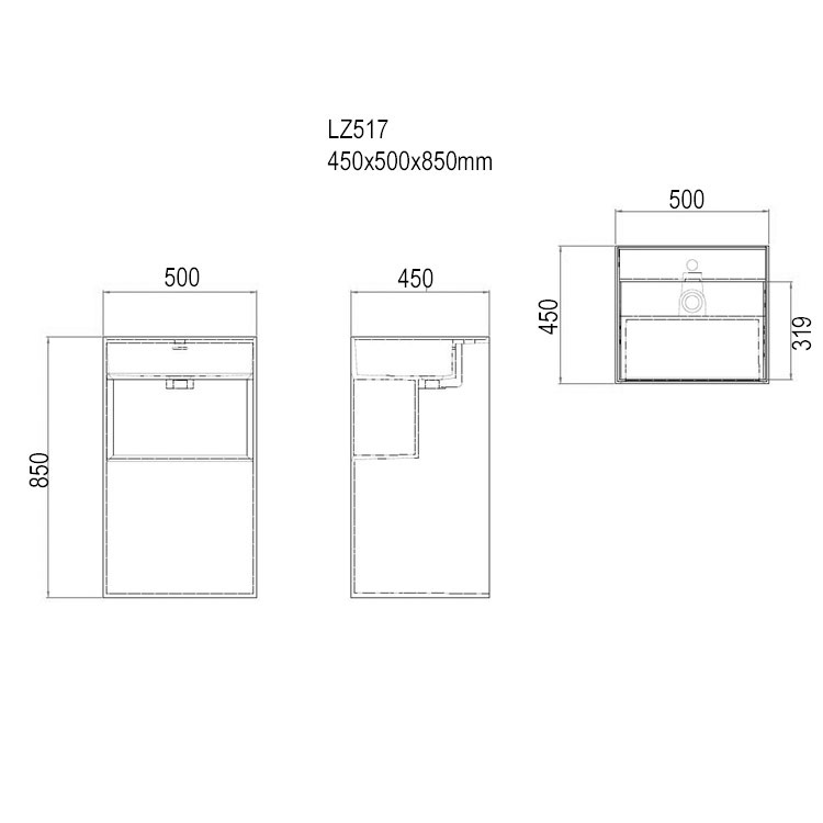 Staande wastafel StoneArt LZ517 (exclusief kraan)