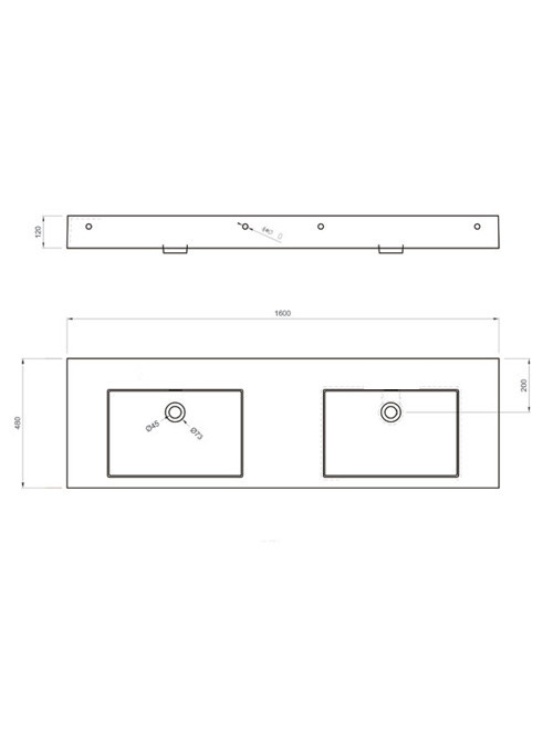 StoneArt Solid Surface Dubbele Wastafel LP4516 (zonder kraangaten)