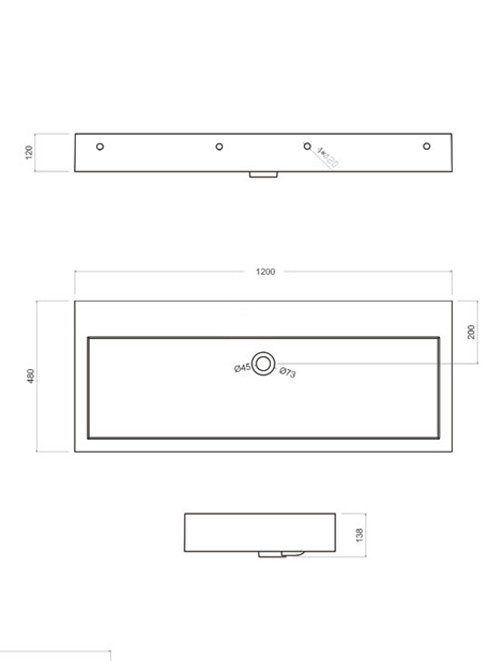 StoneArt Solid Surface Wastafel LP4512 (zonder kraangat)
