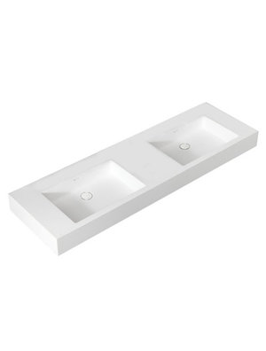 StoneArt Solid Surface Dubbele Wastafel LP4514 (zonder kraangaten)