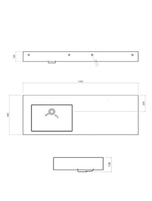StoneArt Solid Surface Wastafel LP4514LZ (zonder kraangaten)