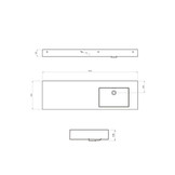 StoneArt Solid Surface wastafel LP4516ZR (zonder kraangaten)