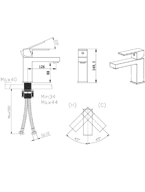 StoneArt Lecco wastafelkraan Grafiet