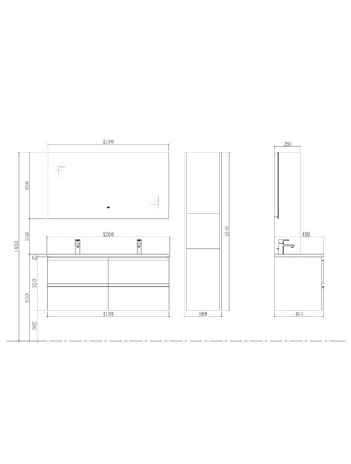 Badkamermeubel Solid Surface Monte Carlo 120 centimeter