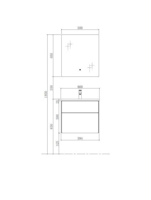 Badkamermeubel Solid Surface Venice 60 centimeter