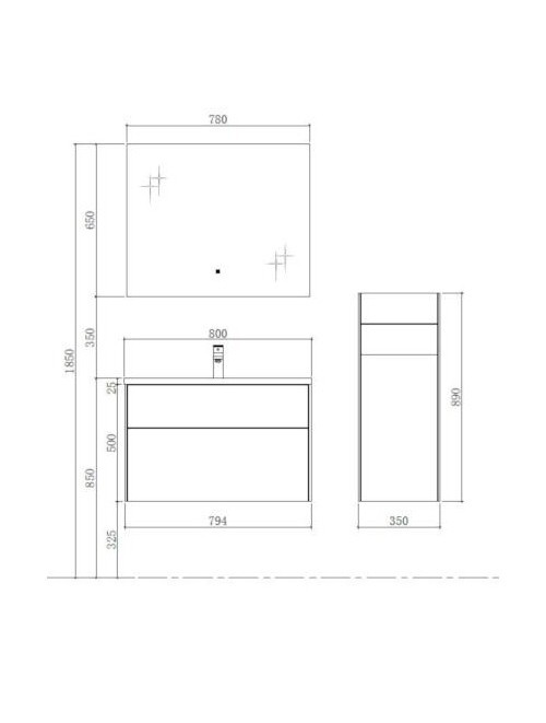 Badkamermeubel Solid Surface Venice 80 centimeter