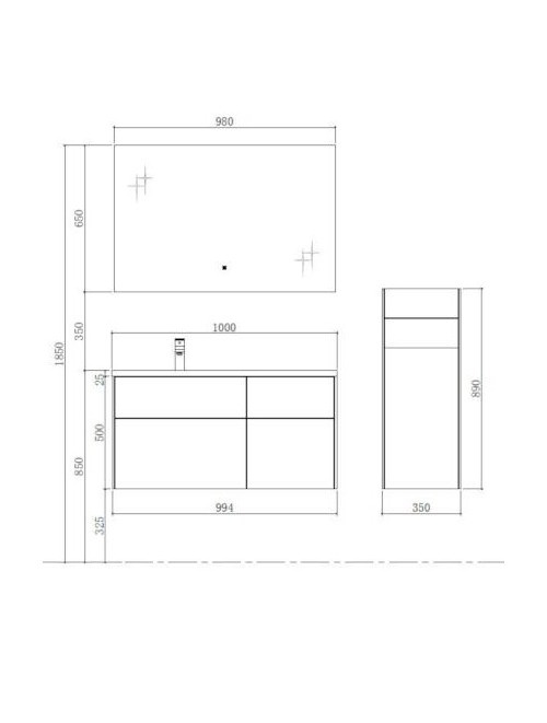 Badkamermeubel Solid Surface Venice Type 2 100 centimeter