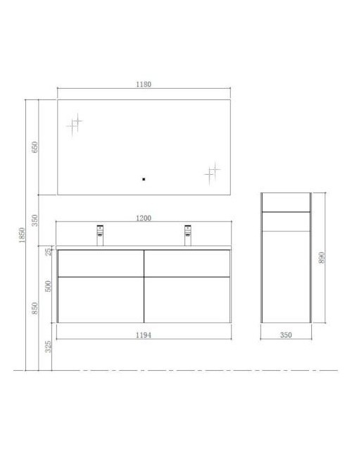 Badkamermeubel Solid Surface Venice 120 centimeter
