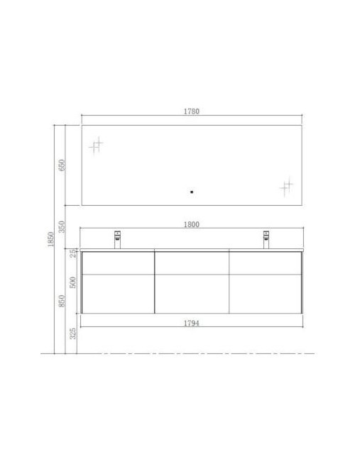 Badkamermeubel Solid Surface Venice 180 centimeter