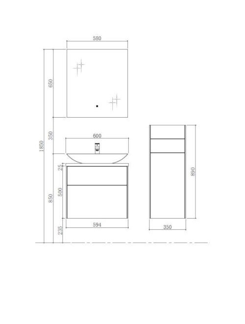 Badkamermeubel Solid Surface Venice Deluxe 60 centimeter