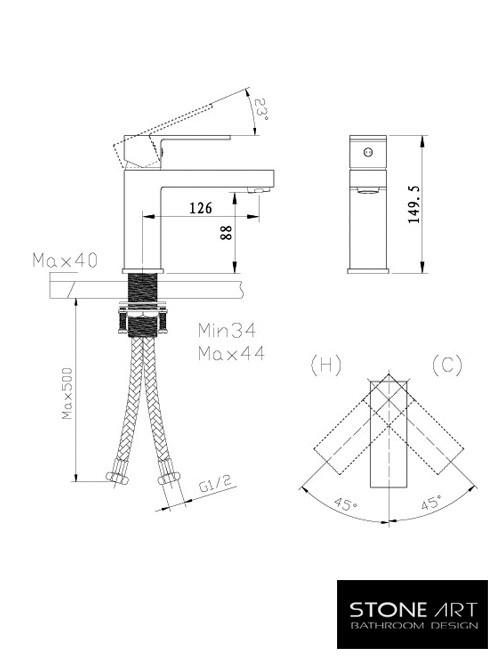 StoneArt Lecco wastafelkraan Mat Zwart