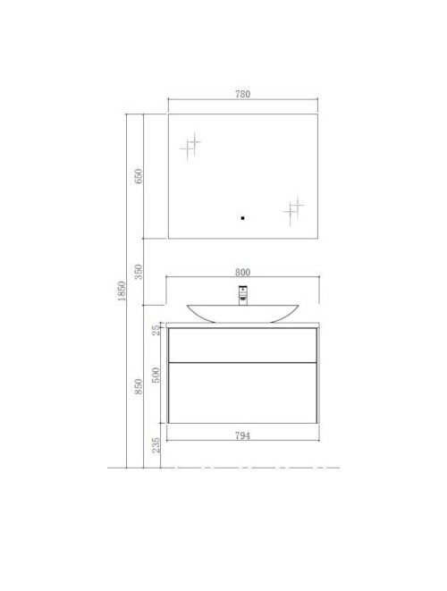 Badkamermeubel Solid Surface Venice Deluxe 80 centimeter