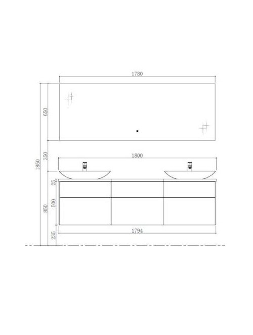 Badkamermeubel Solid Surface Venice Deluxe 180 centimeter