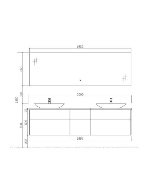 Badkamermeubel Solid Surface Venice Deluxe 200 centimeter