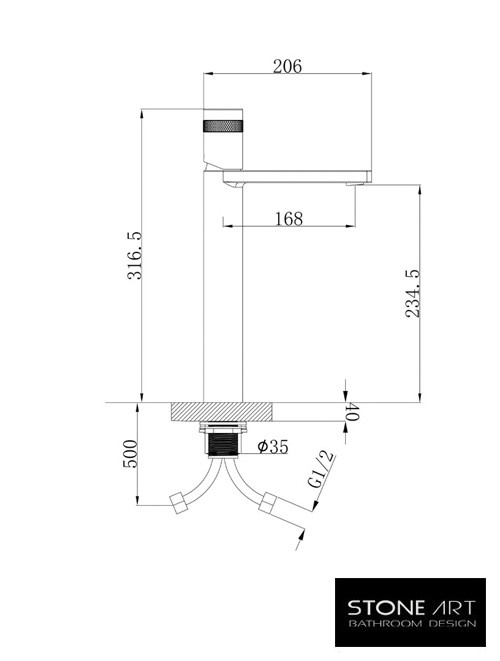 StoneArt Vita Hoog wastafelkraan Chroom