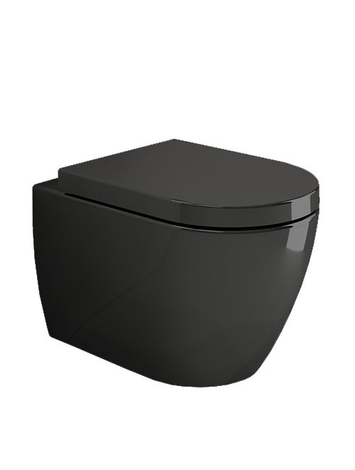 Hangtoilet Vitra Rimless Glans Zwart (inclusief softclose zitting)