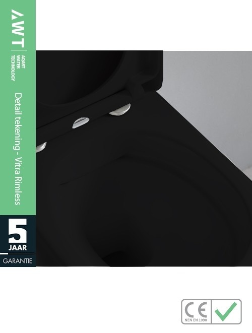 Hangtoilet Vitra Rimless Glans Zwart (inclusief softclose zitting)