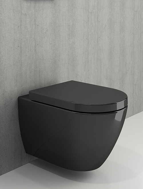 Hangtoilet Vitra Rimless Glans Zwart (inclusief softclose zitting)