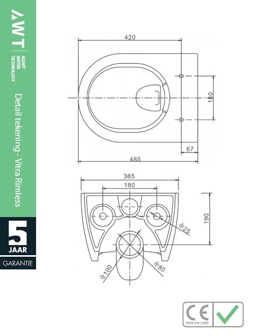 Hangtoilet Vitra Nero Glans Zwart Verkort (inclusief softclose zitting)