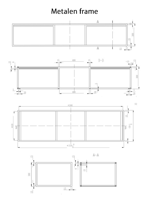 Solid Surface wastafel met stalen frame