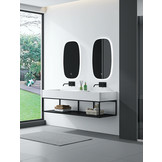 Solid Surface wastafel met stalen frame