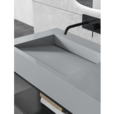 Solid Surface wastafel met stalen frame