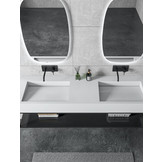 Solid Surface wastafel met stalen frame