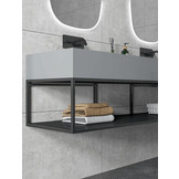 Solid Surface wastafel met stalen frame