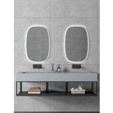 Solid Surface wastafel met stalen frame