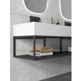 Solid Surface wastafel met stalen frame